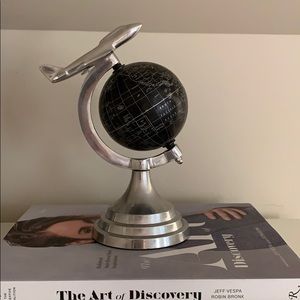globe with silver plane